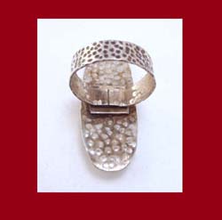 Sterling Hammered Large Ring Back