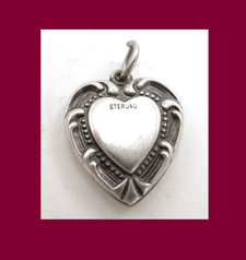 Framed Heart Sterling Puffy Heart Charm