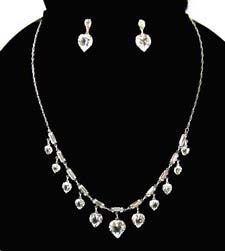 Sterling Heart Crystal Necklace and Earrings