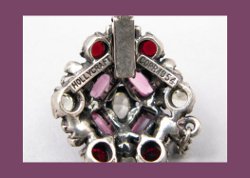 Hollycraft Olivine and Amethyst Rhinestone Bracelet and Earrings Signature