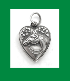 Horse Head Sterling Silver Puffy Heart Charm