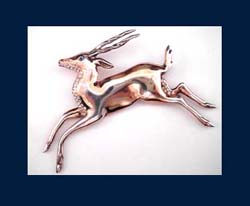Rhinestone & Sterling Gazelle Figural Brooch