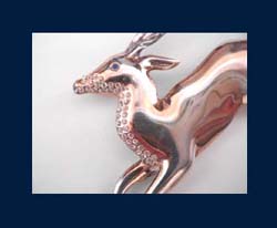 Rhinestone & Sterling Gazelle Figural Brooch Close Up