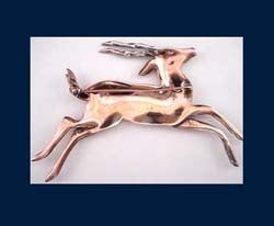 Rhinestone & Sterling Gazelle Figural Brooch Back