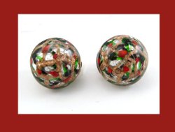 Italian Art Glass Button Earrings