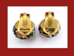 Italian Art Glass Button Earrings Back