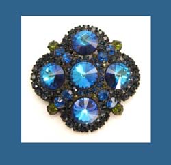 Juliana Blue Rivoli Rhinestone Pin