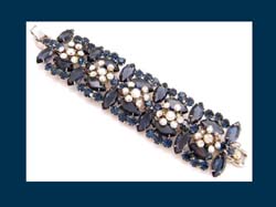 Juliana Sapphire Rhinestone Wide Bracelet Front Full View