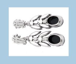 Juliana Glass Hematite Butterfly Cameo Earrings Back