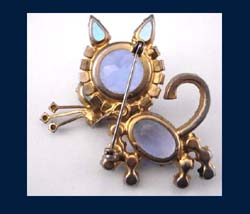 Juliana Blue Rhinestone Kitty Cat Pin Back