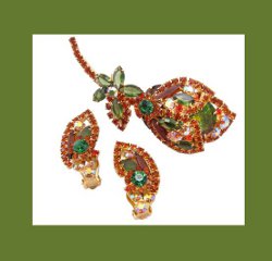Juliana Colorful Rhinestone Pin and Earrings