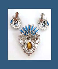 Juliana Colorful Rhinestone Pin and Earrings Back