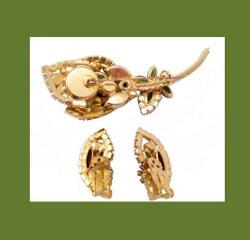 Juliana Colorful Rhinestone Pin and Earrings Signature