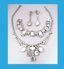 Juliana, DeLizza and Elster Watermelon Rhinetone Necklace, Bracelet and Earrings Back