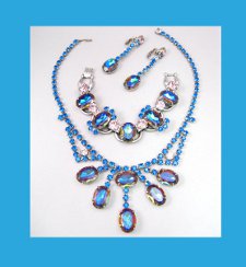 Juliana, DeLizza and Elster Watermelon Rhinetone Necklace, Bracelet and Earrings