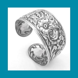 Kirk and Sons Sterling Floral Cuff Bracelet