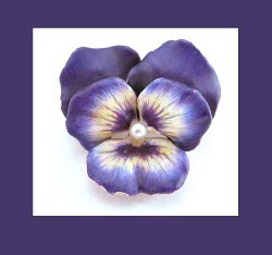 Krementz 14k Gold Enamel Pansy Pin