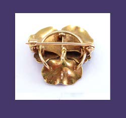 Krementz 14k Gold Enamel Pansy Pin
