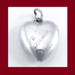 Walter Lampl Sterling Rhinestone Puffy Heart Charm Signature