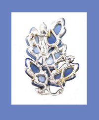Lisner Beautiful Blue Plastic Oak Leaf and Acorn Pin Back