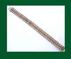 Leach and Miller Clear and Orange Rhinestone Sterling Bracelet