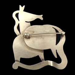 Paul Lobel Modernist Sterling Horse Brooch Signature