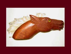 Lucite & Wood Racing Horse Head Pin