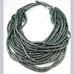 Gerda Lynggarrd for Monies Black Coconut Bead Multi Strand Necklace