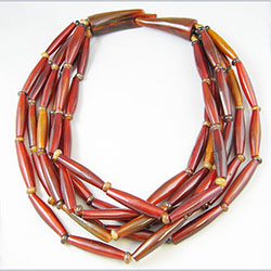 Gerda Lynggarrd Unsigned Red Dyed Horn Bead Necklace