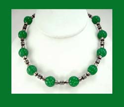 Machine Age Green Glass Bead Necklace