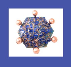 Matisse Copper Blue and Green Enamel "Geo" Pin