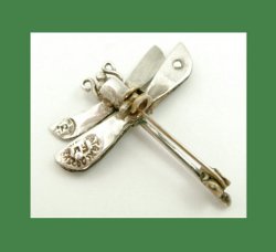 Mexico Sterling and Abalone Dragonfly Pin Signature