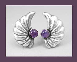 Mexico Silver Amethyst Earrings