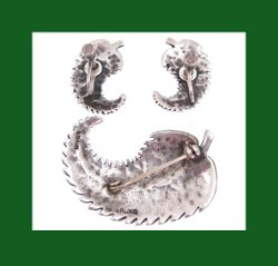Ming's Sterling Silver Palm Fronds Pin and Earrings Back