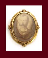Victorian Mourning Picture Pin with Lock of Hair