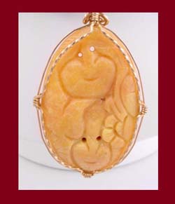 Vibrant Array of Colored Beads & Carved Pendant Contemporary Necklace Pendant