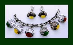 Napier Chunky Colorful Asian Charm Bracelet and Earrings