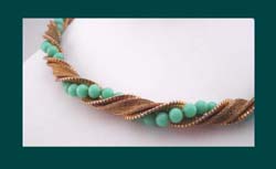 Napier Gold Tone & Turquoise Beaded Necklace Close Up