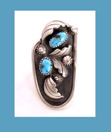 Navajo Sterling and Turquoise Ring Signed Mary