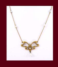 Art Nouveau 14k Gold and Pearl Necklace