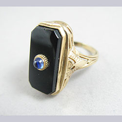 Onyx and Natural Sapphire 10k Gold Ring
