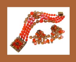 West Germany Beautifully Beaded Bracelet and Earrings