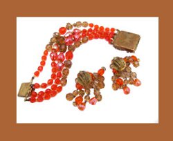 West Germany Beautifully Beaded Bracelet and Earrings Back