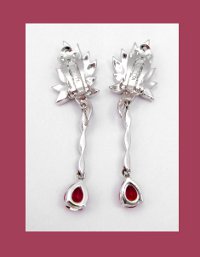 Panetta Ruby Red and Sparkling Clear Rhinestone Earrings Signature