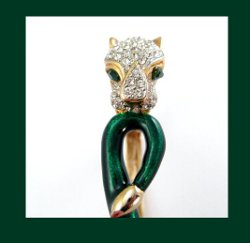 Rhinestone and Enamel Panther Bracelet Side
