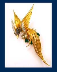 Beautiful Bird of Paradise Rhinestone and Fruit Salad Pin