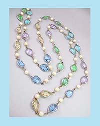 Beauty in Pastel and Glass Pearls Sautoir Necklace