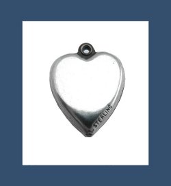 Peacock Sterling Puffy Heart Charm Signature