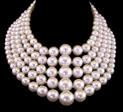 Five Strand Glass Pearl Necklace
