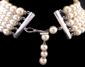 Five Strand Glass Pearl Necklace Signature
